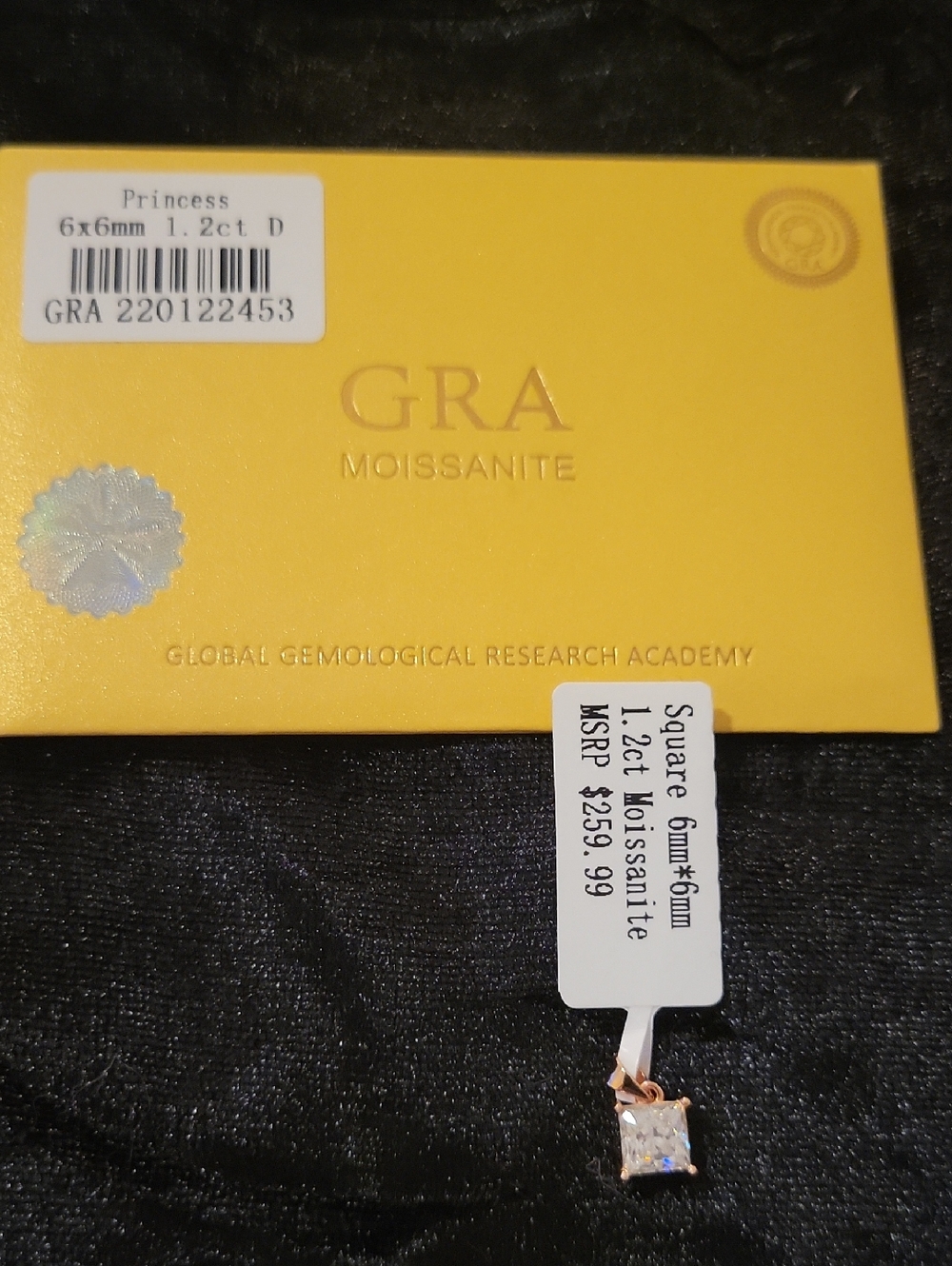 Source Unknown GRA Moissanite Rose Gold Over Sterling Silver Square Pendant